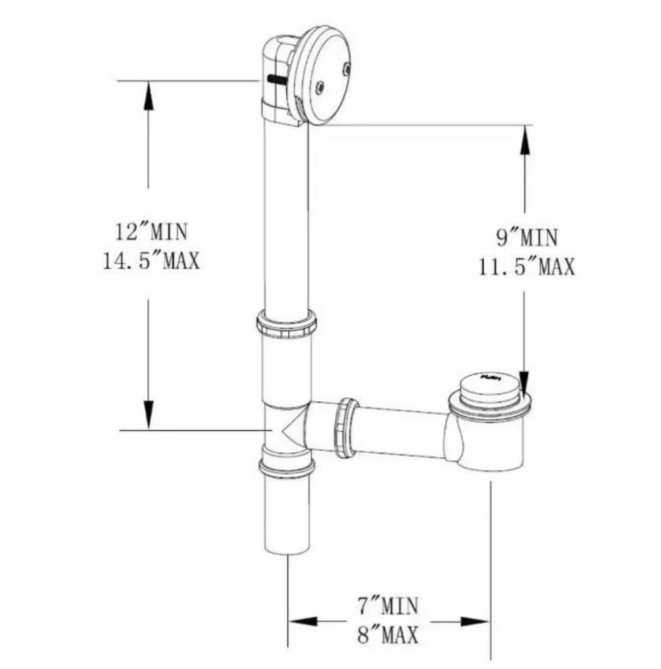 Everbilt Easy Touch 1-1/2” 20-Gauge Brass Pipe Waste & Overflow Drain in Nickel