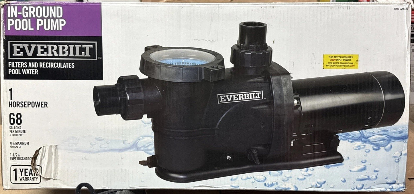 Everbilt 1 HP Pool Pump In Ground  2 Speed 230V (Model SPP10002-2SP) *no unions*