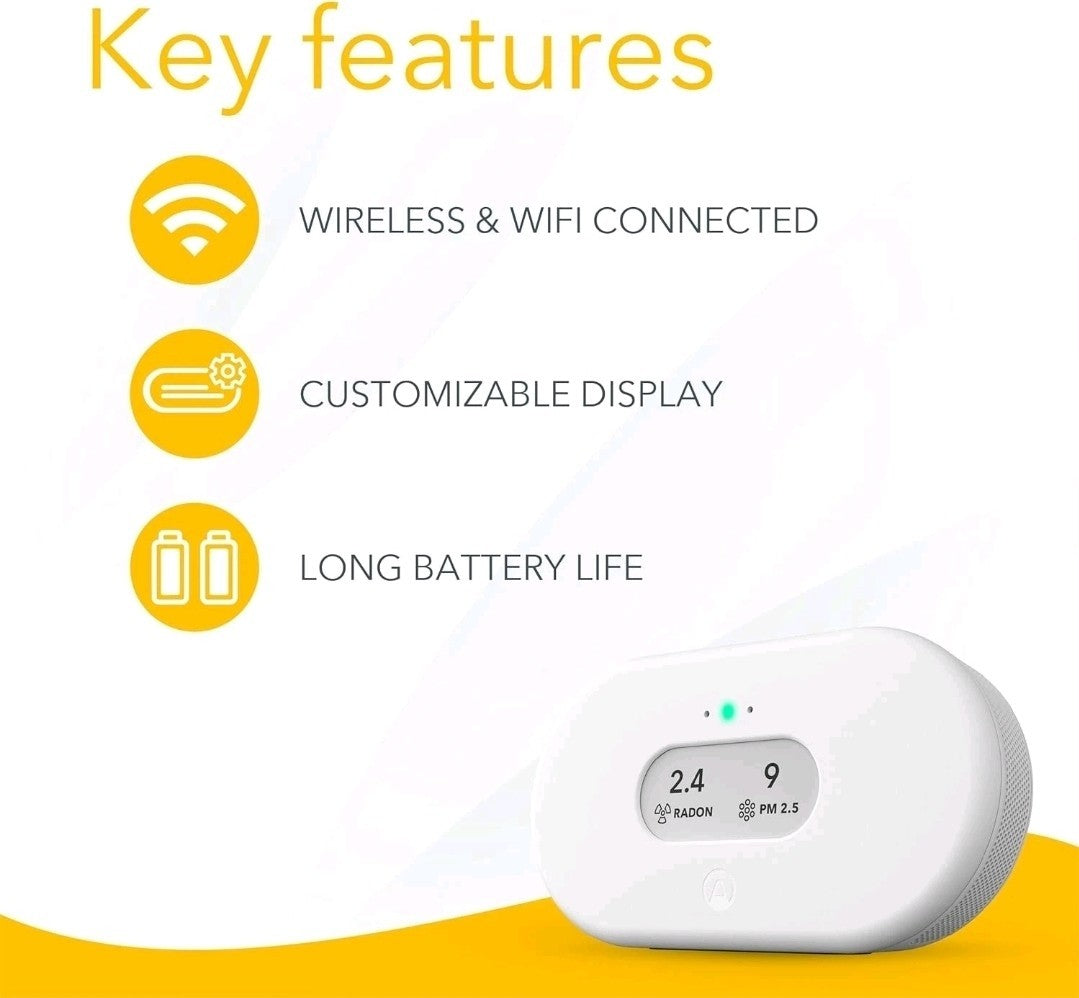 Airthings 2960 View Plus Radon & Air Quality Monitor White Wi-Fi Battery Powered
