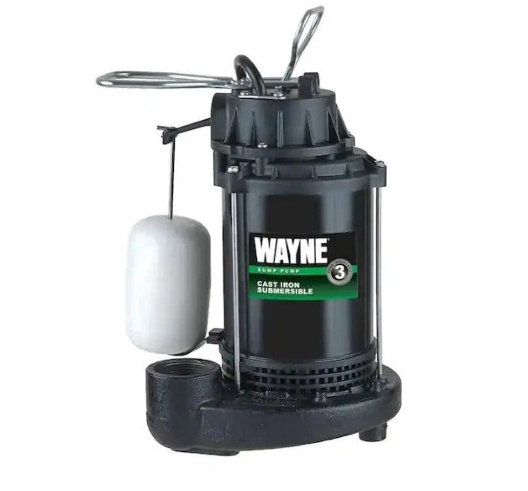 Wayne 1/2 HP Cast Iron Submersible Sump Pump with Vertical Float Switch NEW OPEN