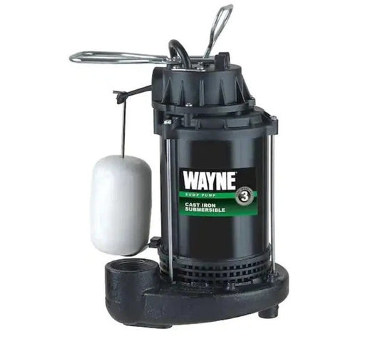 Wayne 1/2 HP Cast Iron Submersible Sump Pump with Vertical Float Switch NEW OPEN