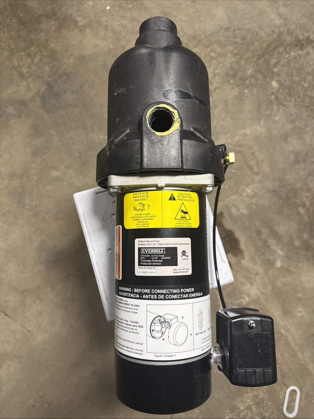 Everbilt 1/2 HP Shallow Well Jet Pump 1011677535 *Read Description.*