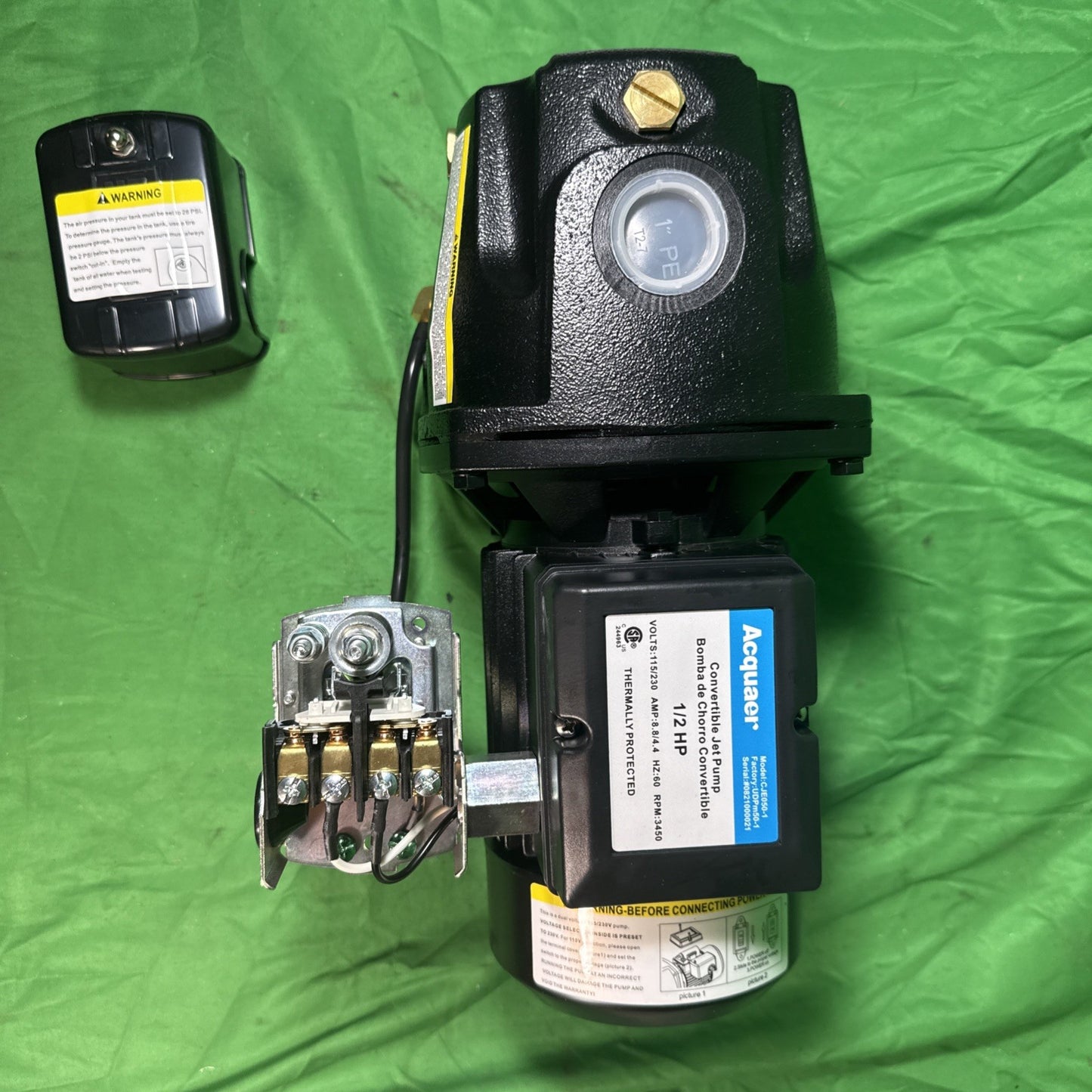 1/2 HP 115/230V Cast Iron Convertible Jet Pump Built-in Thermal Overload Protect