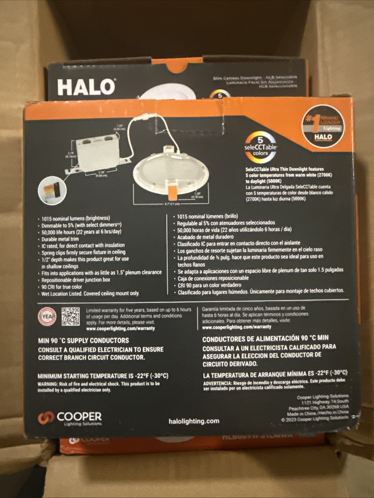 6pk Halo HLB6099FS1EMWR 6"White Round Integrated LED Recessed Light Direct Mount