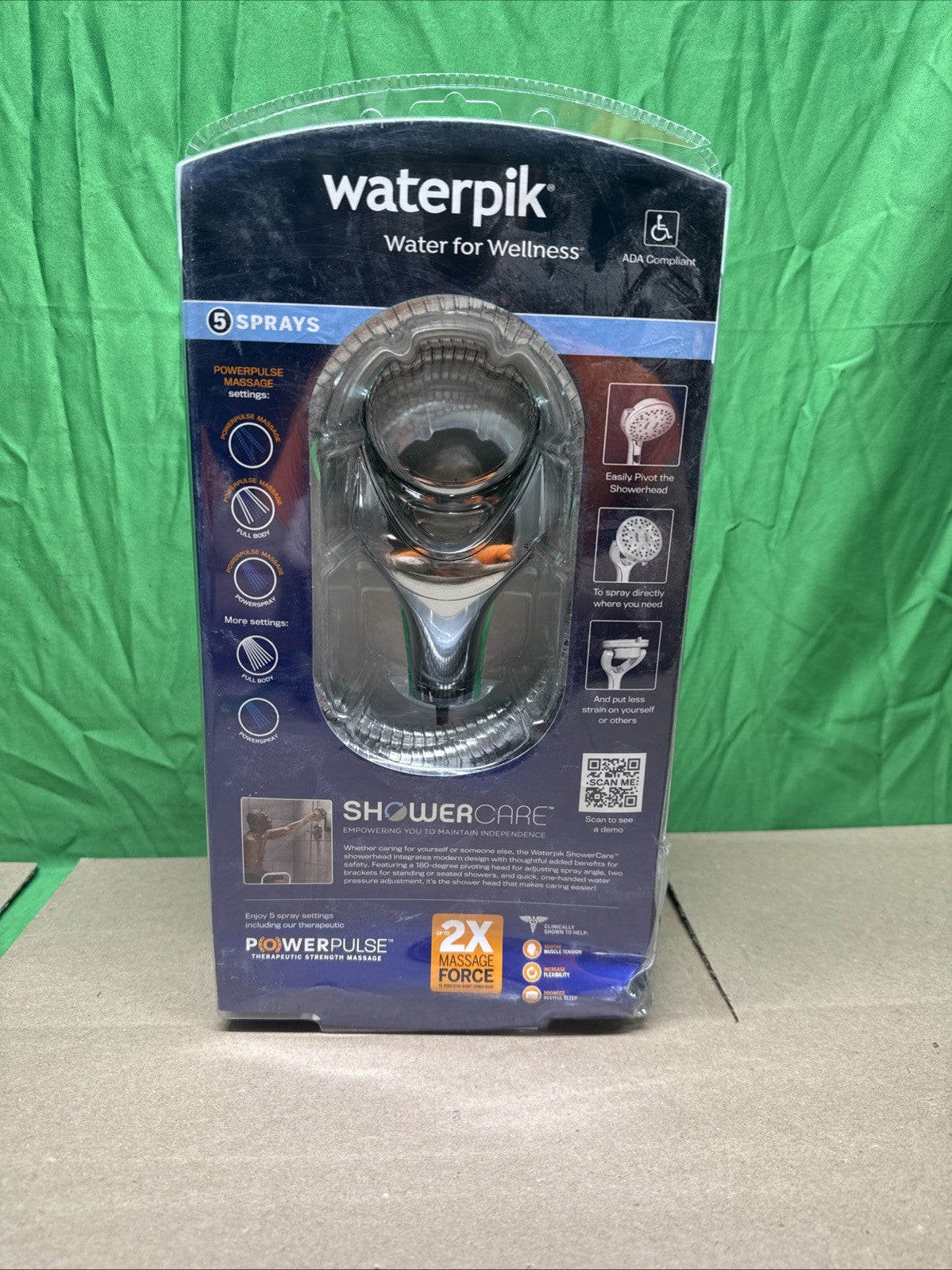 Waterpik Hand Held Shower Head Chrome 180-Degree 5-Modes QBS-563MEB