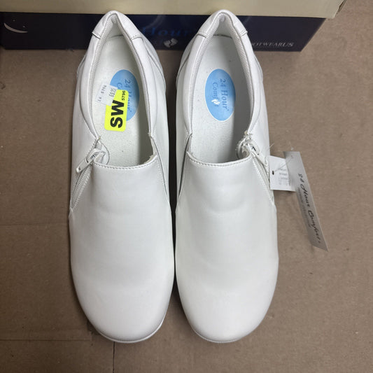 24 HOUR COMFORT Ester Women's 10 Wide Width Slip-On Leather Loafers Nurse