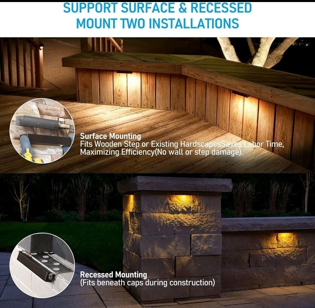 4 Pack LEONLITE 7 Inch LED Hardscape Lighting, Update Retaining Wall Lights, LED