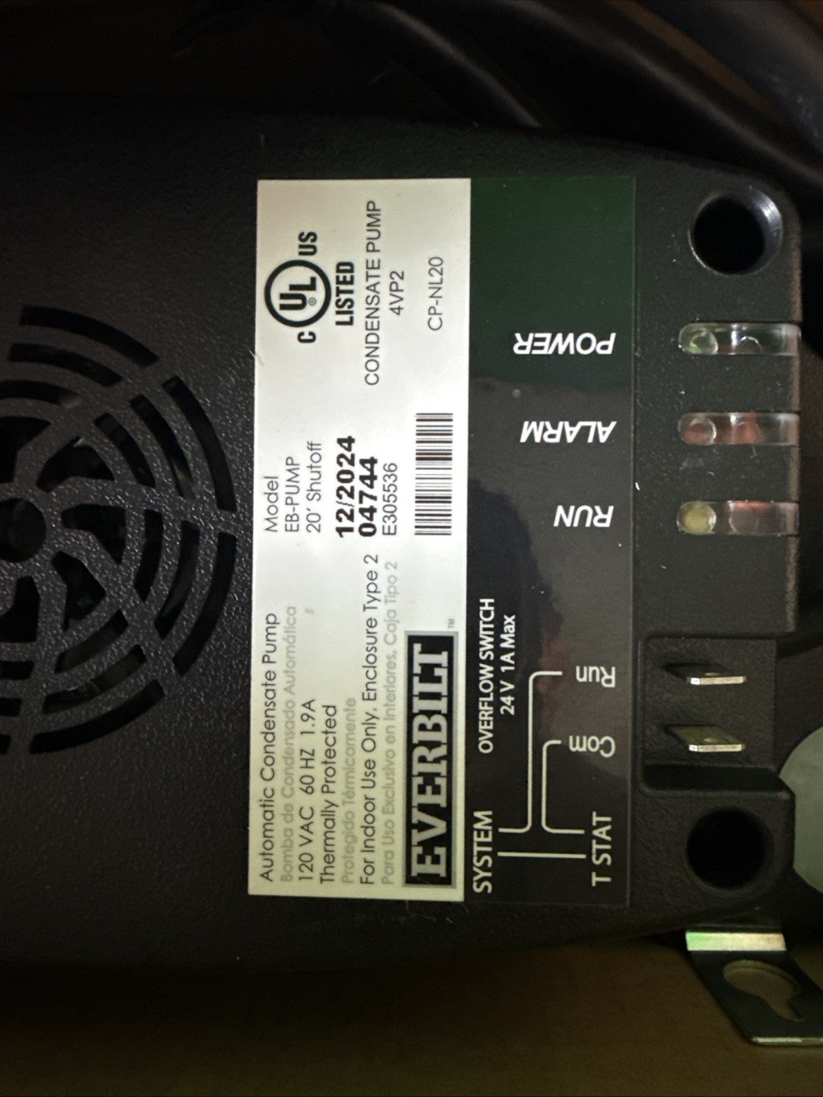 Everbilt 120-Volt Condensate Pump w/Hose EB-PUMP-T HVAC Pump - Open Box