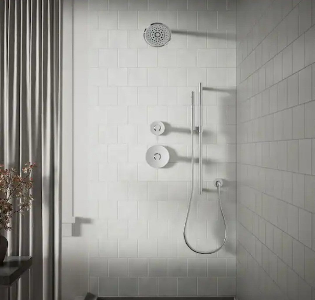 KOHLER Cursiva 3-Spray 6.75 in Wall Mount Fixed Showerhead Polished Chrome NOB