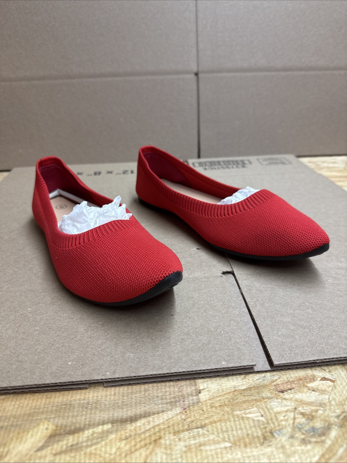 SHUPUA Women’s Size 9 Red Pointed Toe Flats Slip On Dress Ballet Comfort Shoes