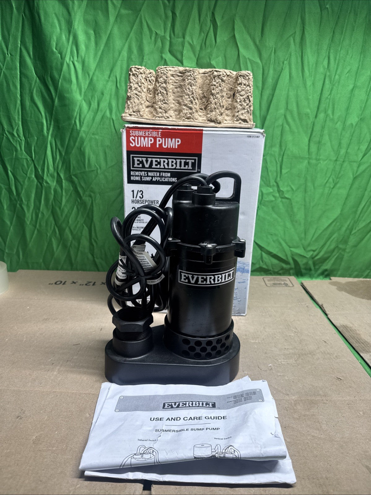 Everbilt 1/3 HP Corrosion Resistant Aluminum Sump Pump w/ Tether Switch NEW OB.