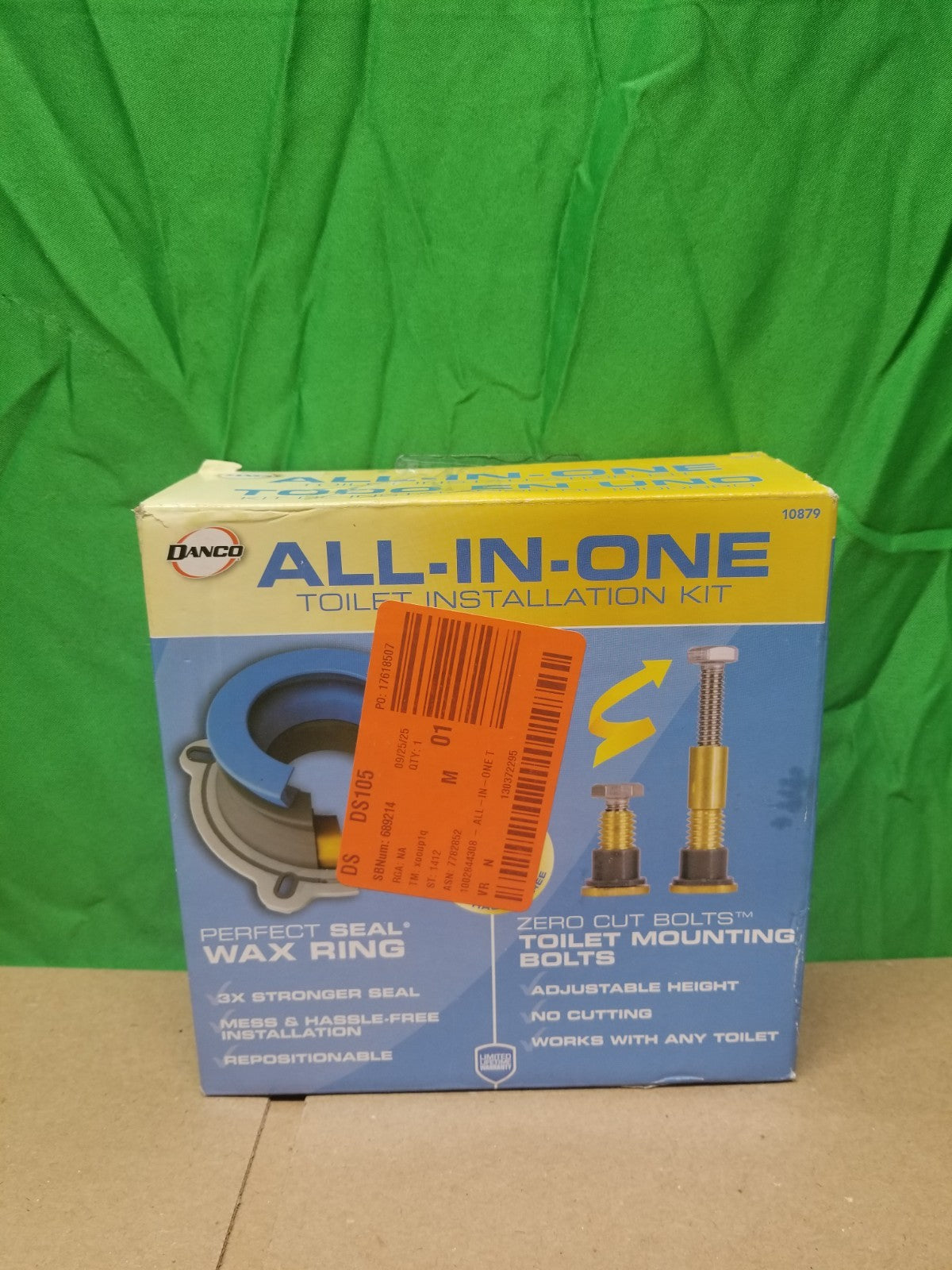 DANCO All-In-One Toilet Installation Kit 10879 Perfect Seal Zero Cut Bolts
