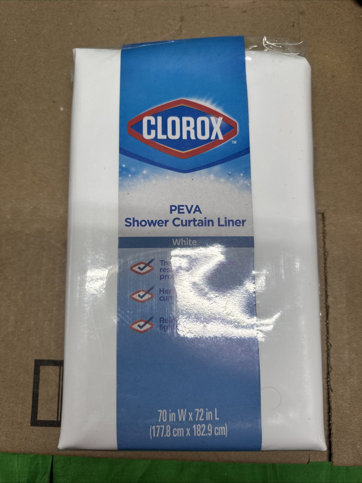 4G PEVA Shower Curtain Liner White 70" W x 72" L MSI006866.  8PACK