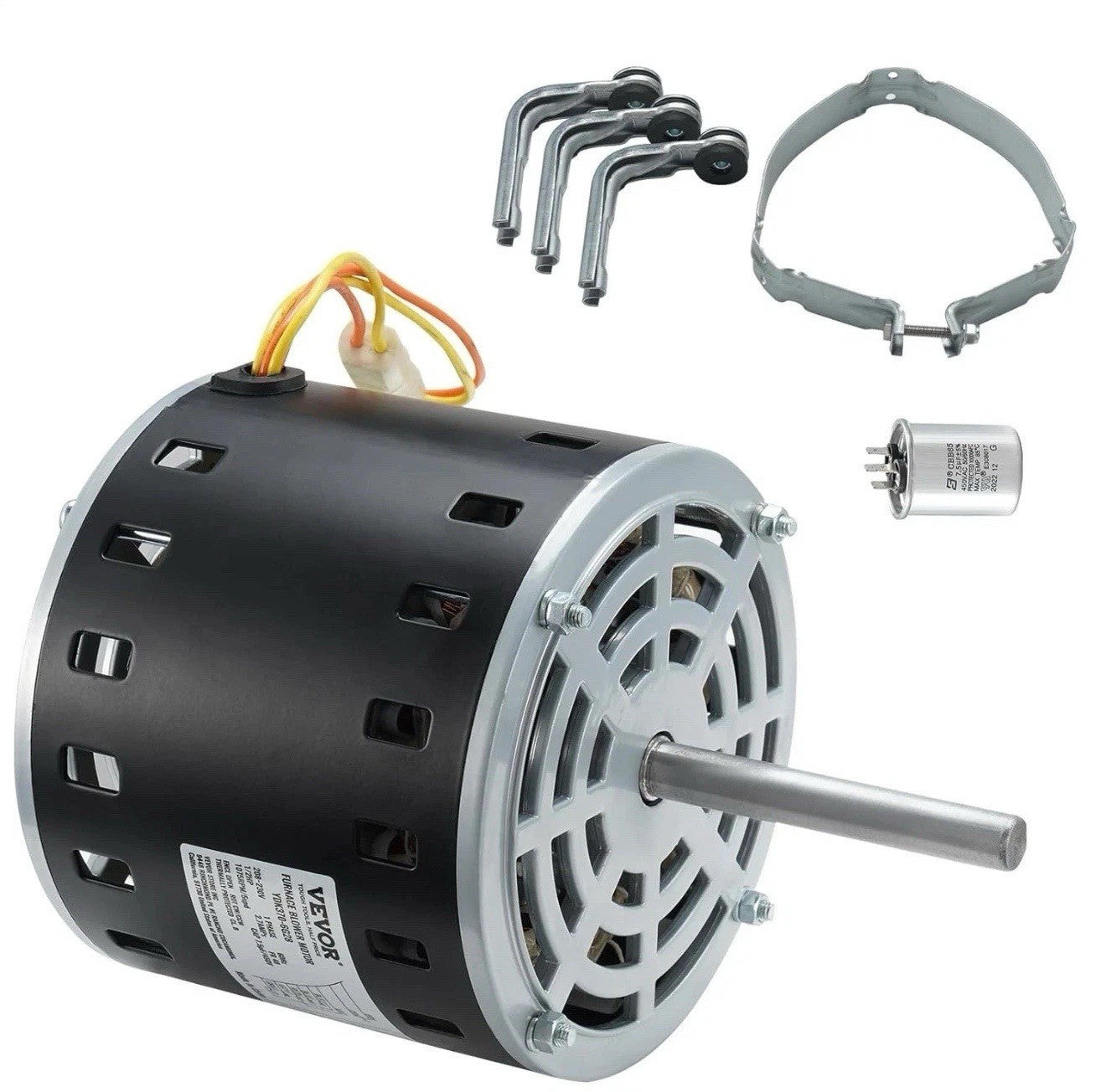 VEVOR 1/2HP Furnace Blower Motor 1075RPM 5-Speed 208/230V 2.7A W Capacitor Brakt