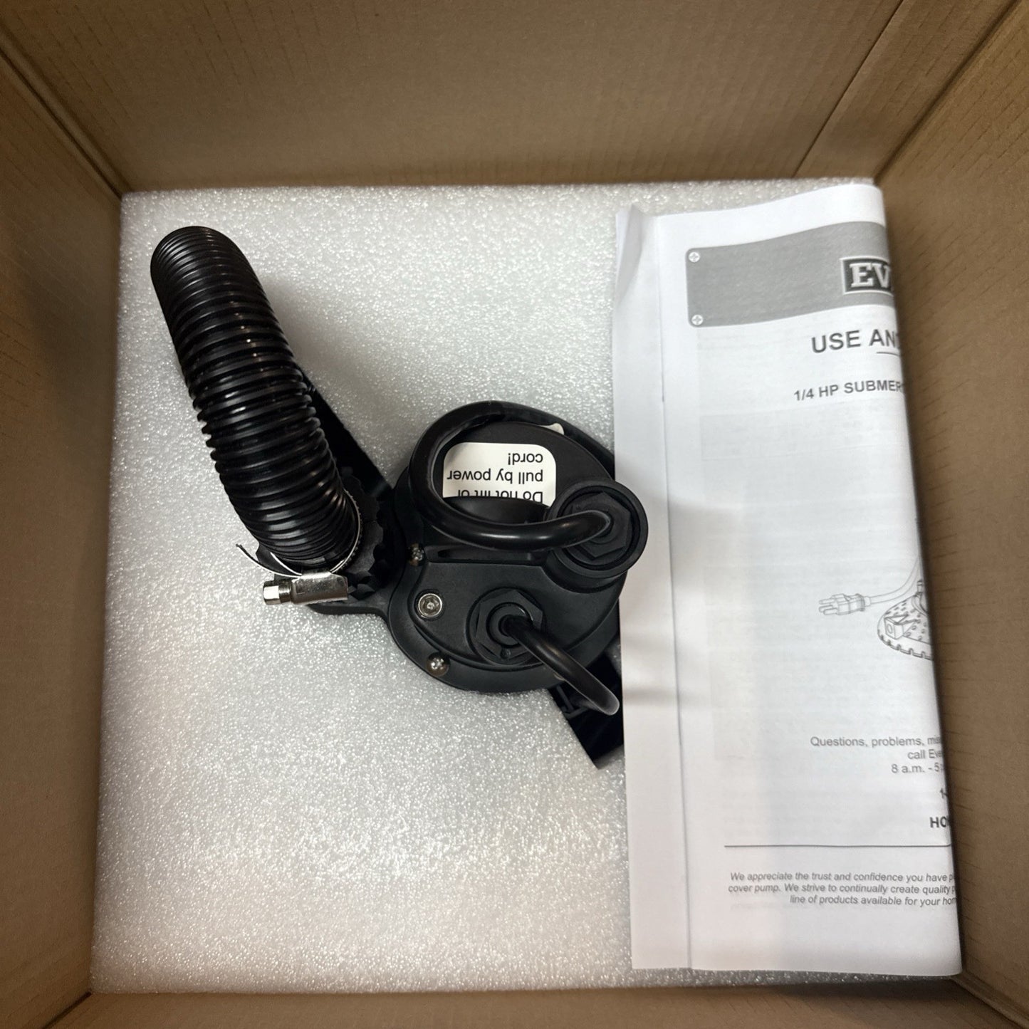 Everbilt Submersible Pool Cover Pump 1/4 Hp HDPCP25 - New Open Box Tested