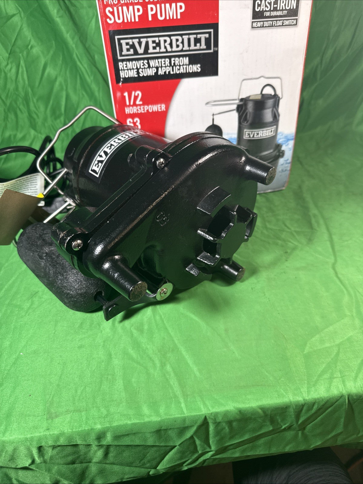 Everbilt 1/2 HP Cast Iron Sump Pump Model # HDS50 OPEN BOX