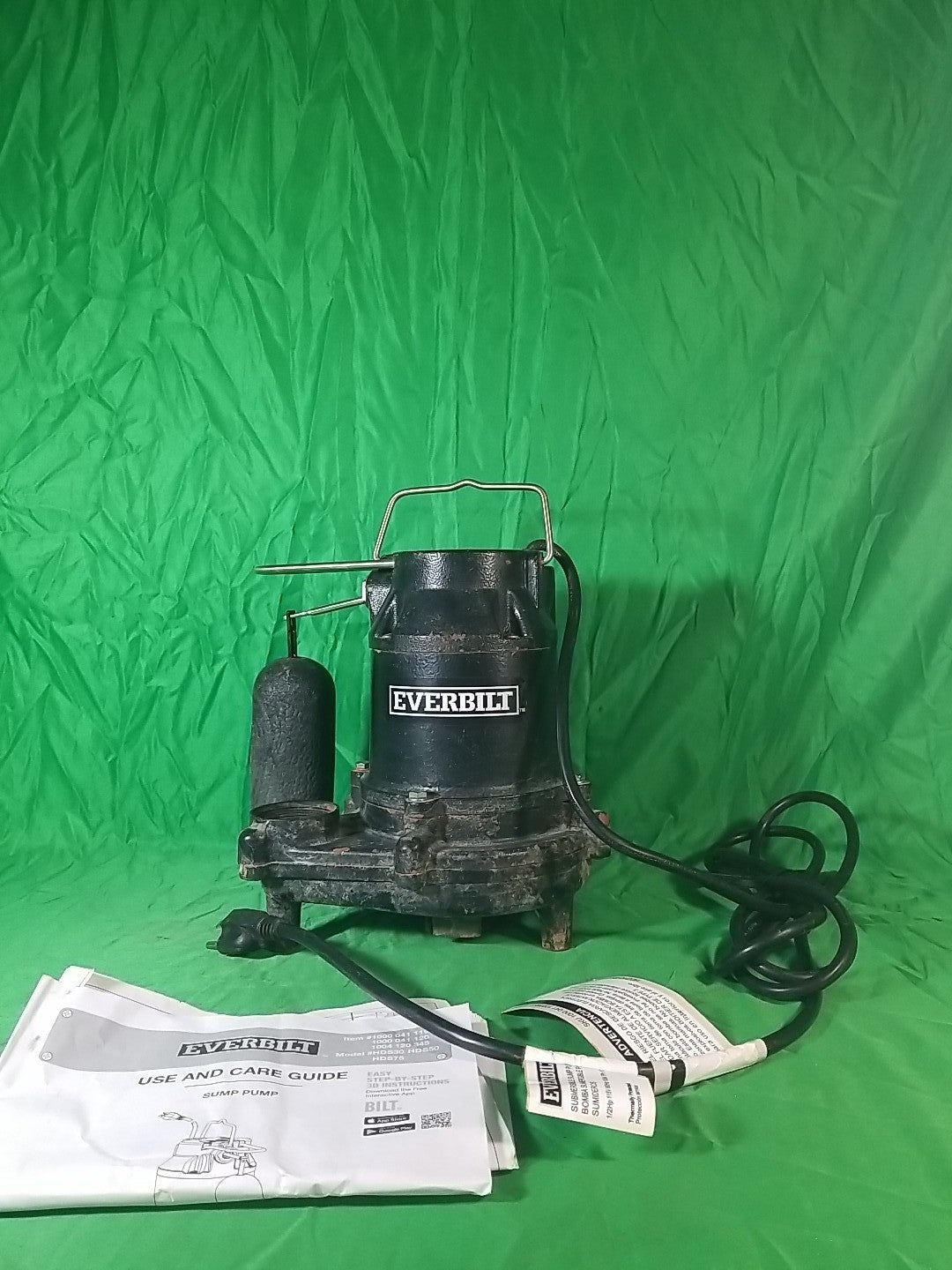 Everbilt 1/2 HP Cast Iron Sump Pump Model # HDS50 USED TESTED