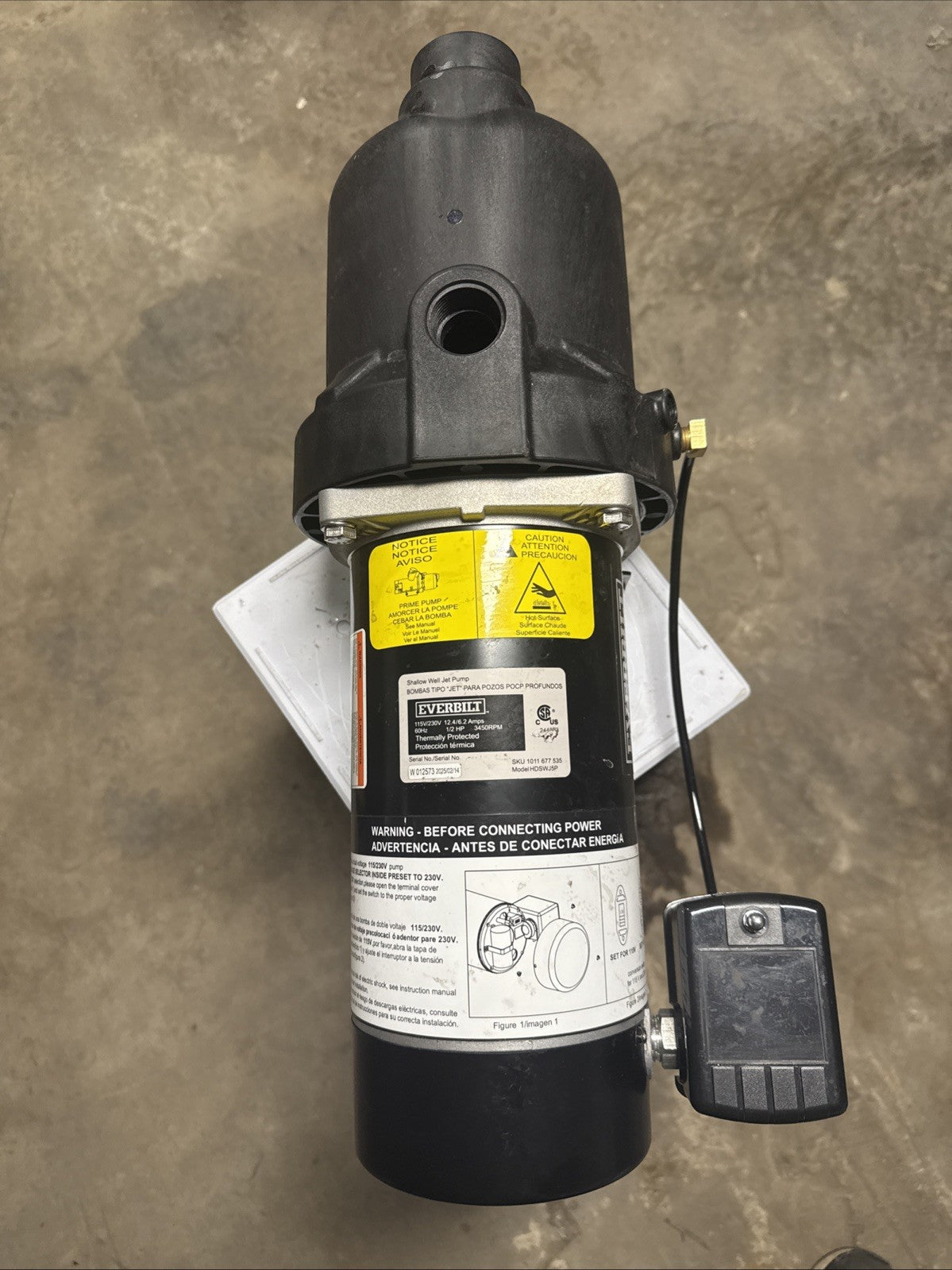 Everbilt 1/2 HP Shallow Well Jet Pump 1011677535 **Read Description.