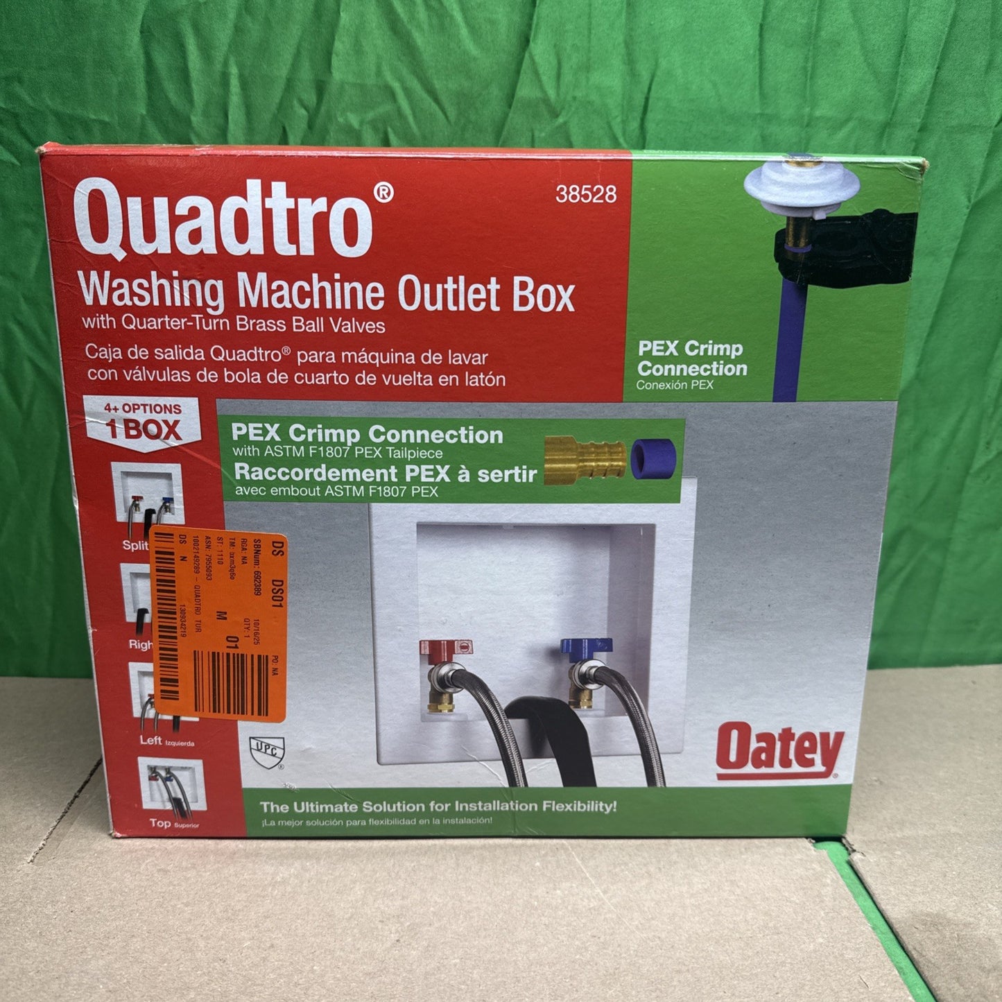 Oatey Quadtro 1/2 in. x 1/2 in. PEX Compatible Washing Machine Outlet Box with 1