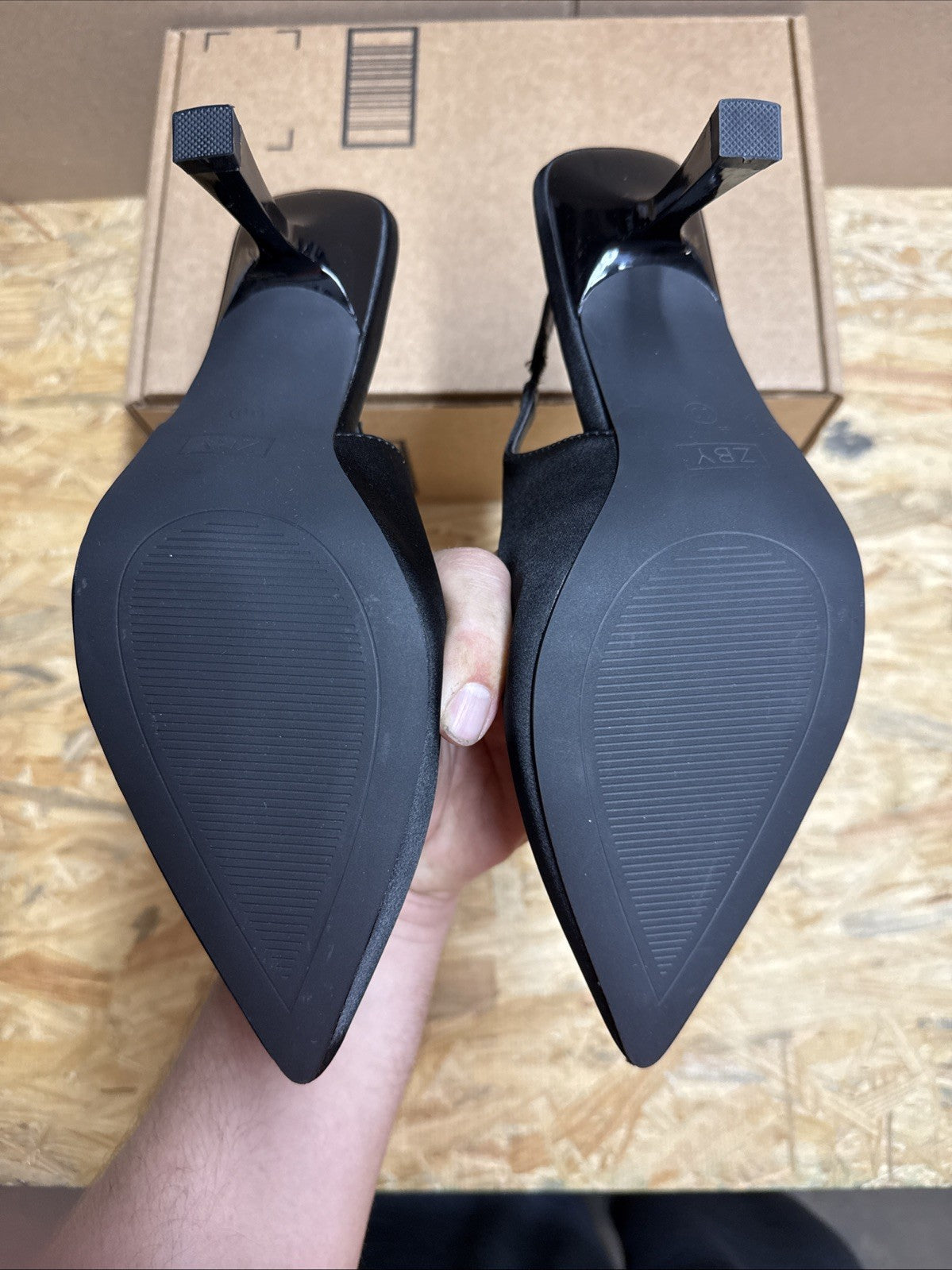 Sophisticated Black Heels with Crystal Embellishment Women’s Size 10