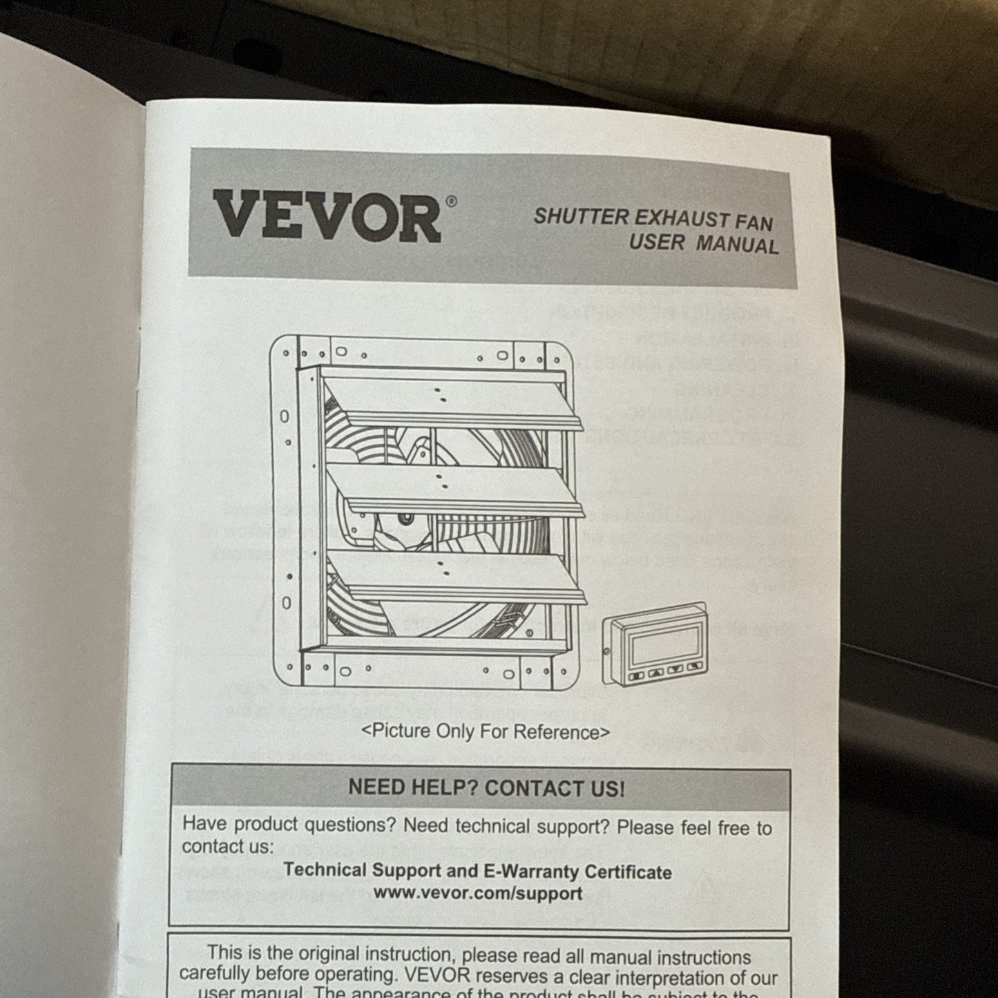 VEVOR Shutter Exhaust Fan Shop Exhaust Fan 10'' Remote Control Wall-mount Attic