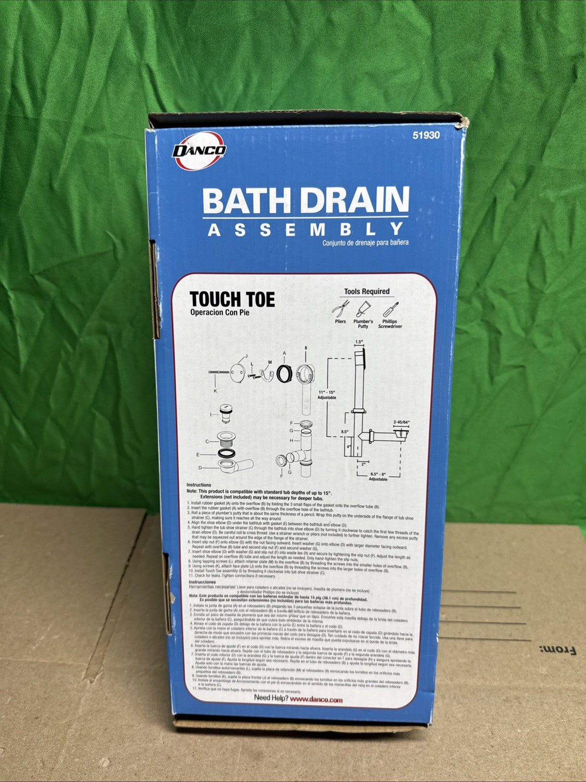 DANCO Touch-Toe Tub and Bath Drain Kit - Chrome - 51930