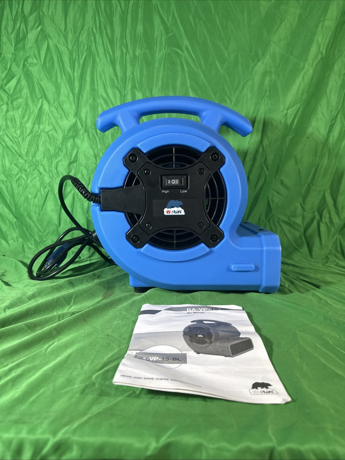 B-Air 1/8 HP Air Mover Carpet Dryer Floor Blower Fan for Home Use in Blue.