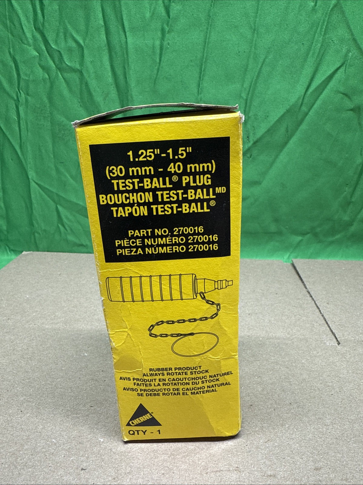 Cherne 270016 DWV System 1-1/4" - 1-1/2"  Rubber Test Ball Plug New