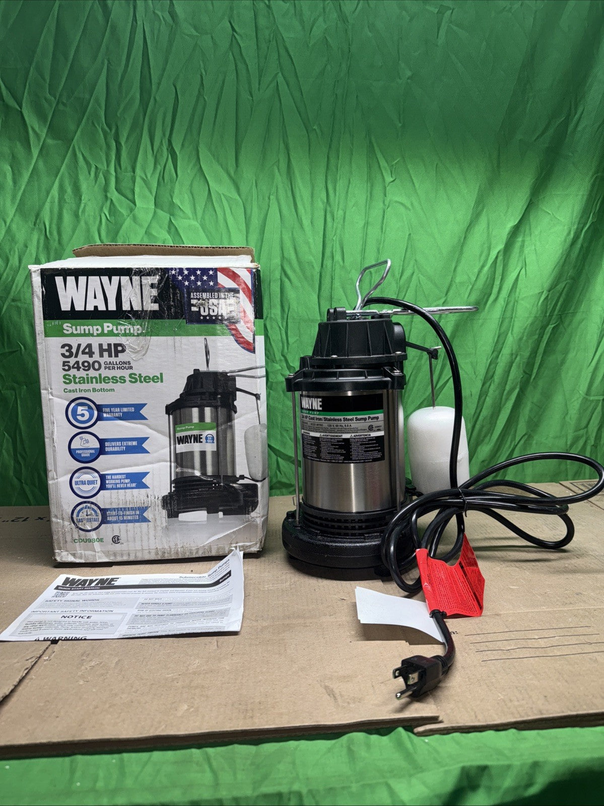 Wayne 58321-WYN3 CDU980E 3/4 HP Cast Iron and Stainless Steel Sump Pump.