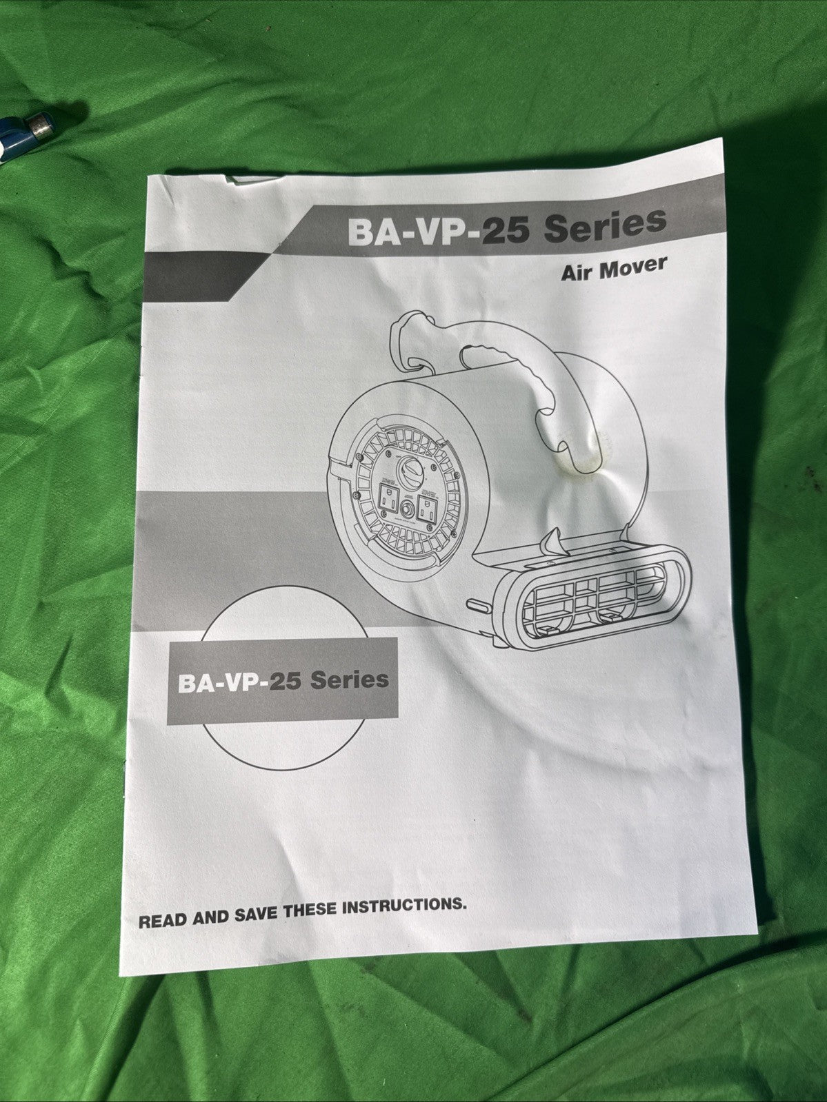 B-Air 1/4 HP Air Mover Blower Fan for Water Damage Restoration in Blue