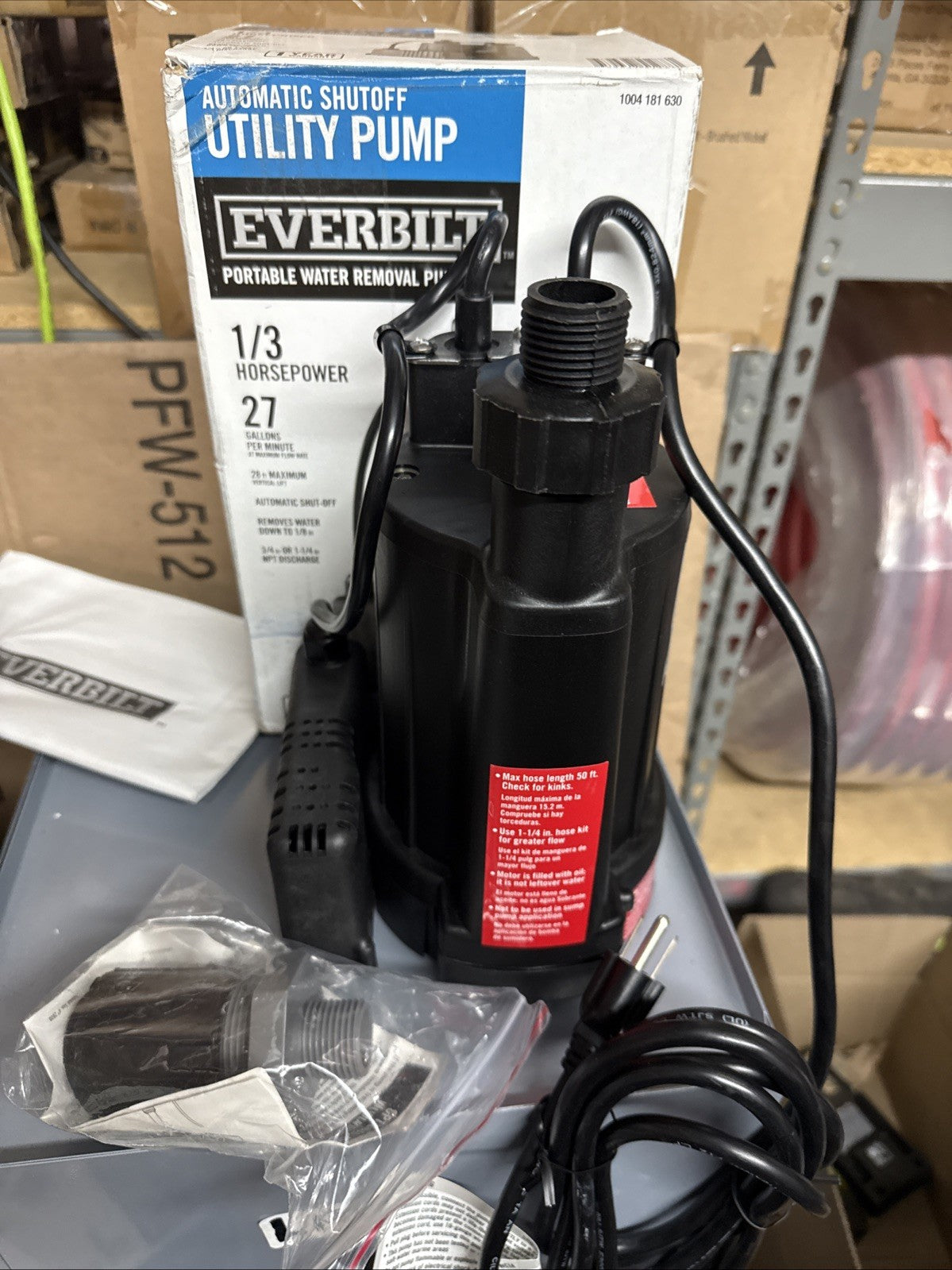 Everbilt HPEBAU33 1/3 HP Utility Pump Portable Water Removal Pump automatic off