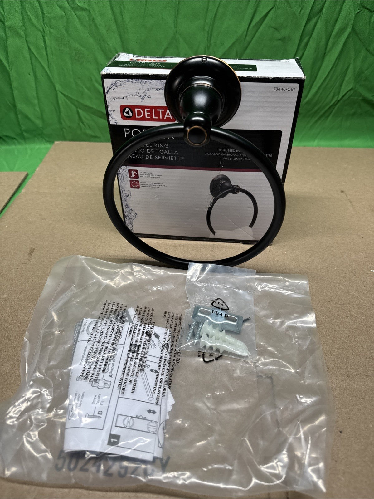 Delta Porter Round Towel Ring Die Cast Zinc Oil Rubbed Bronze 78446-OB1