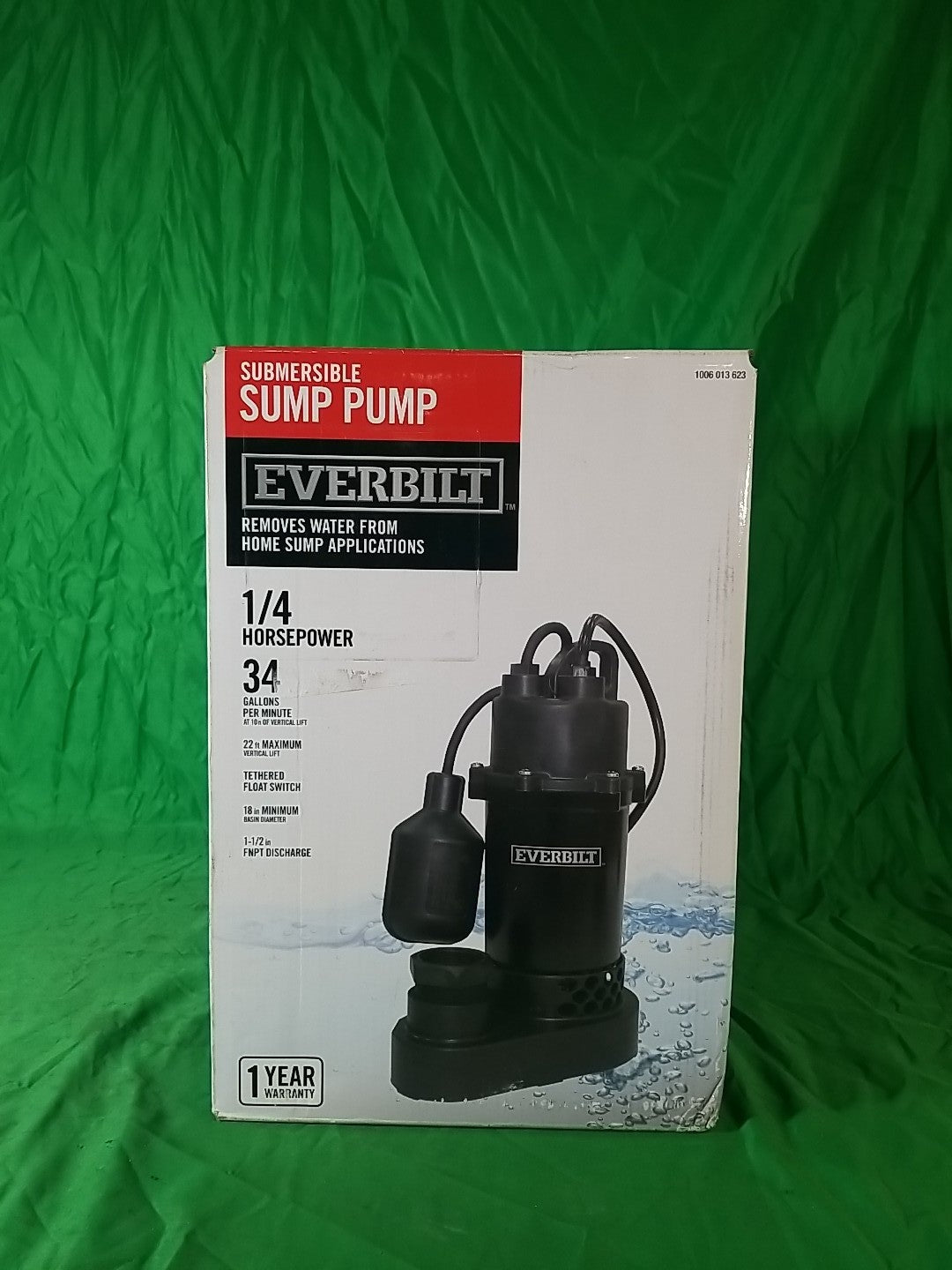 Everbilt 1/4 HP Aluminum Sump Pump w/ Tether Float Switch HDSP25W NEW OPEN BOX.