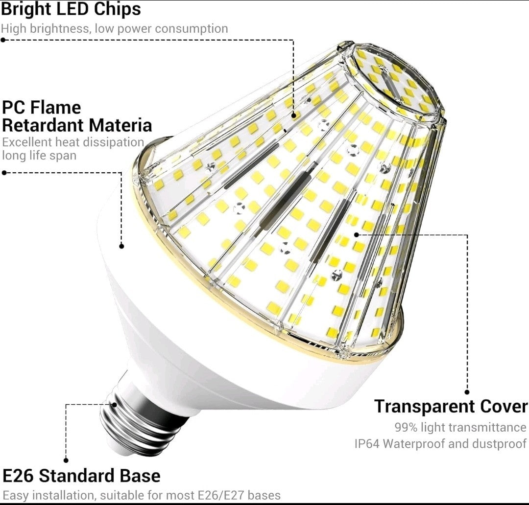 5200 Lumen LED Corn Cob Light Bulb, 40-watt, 300-watt Equivalent, Daylight 50...