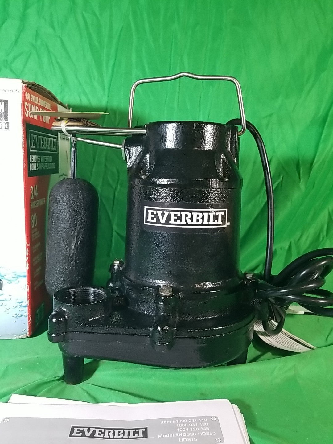 Everbilt 3/4HP Cast-Iron Pro-Grade Submersible Sump Pump 1004 120 345 HDS75.