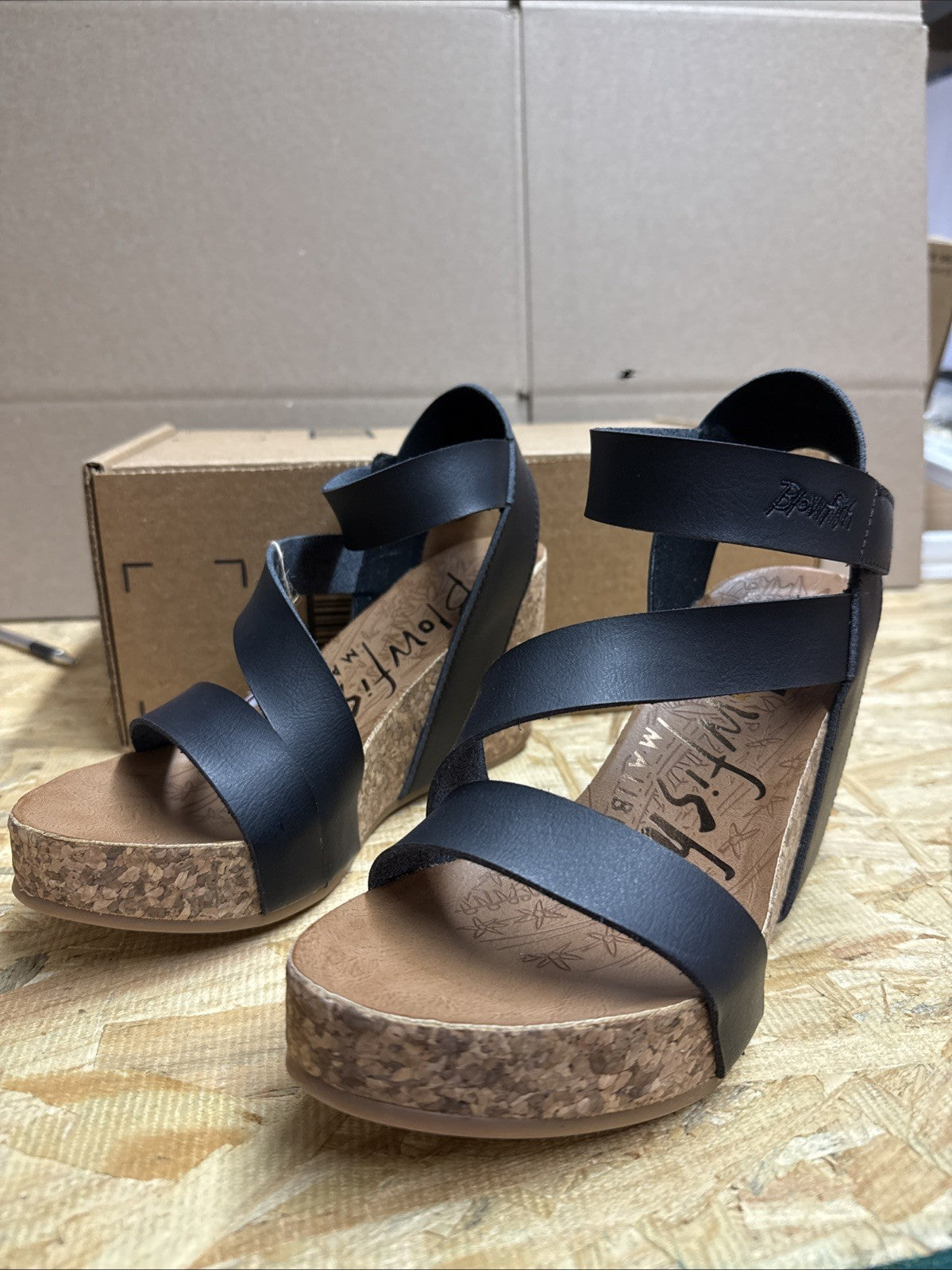 Blowfish Malibu Hapuku Wedge Platform Strappy Ankle Comfort Sandals Size 7 VGC.