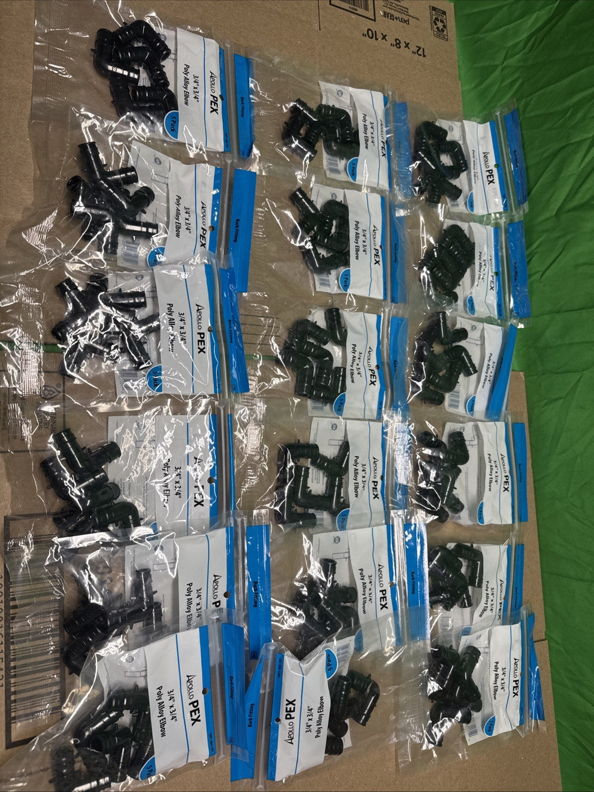 LOT OF 18 (5-Pk) Apollo PEX Elbow Poly Alloy Black 3/4 PXPAE345PK 90 fittings
