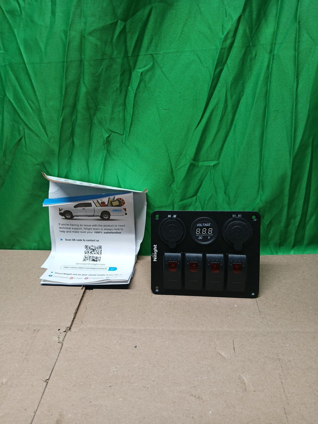 Nilight 4 Gang Rocker Switch Panel with USB Charger Voltmeter and Cigar Lighter