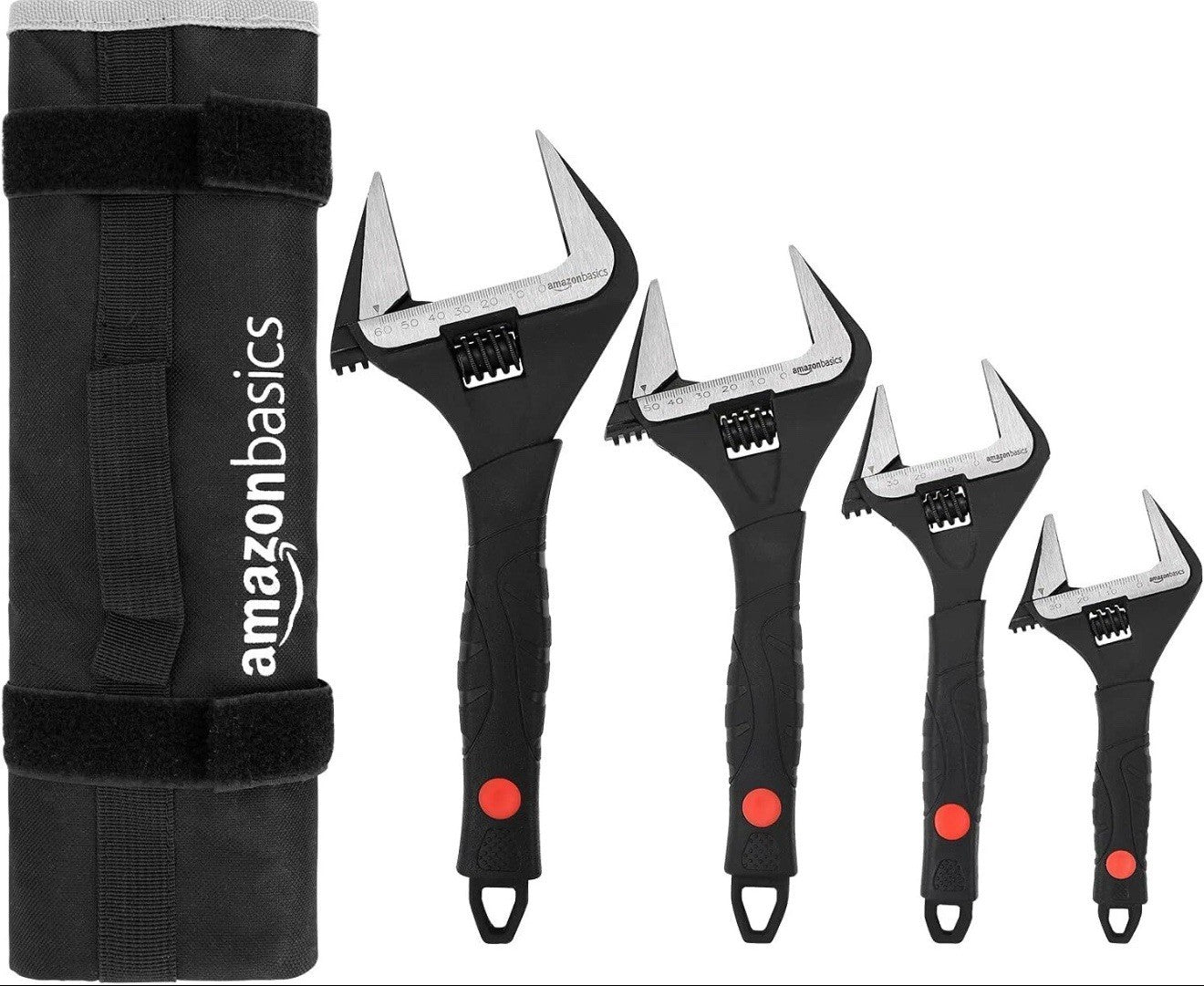 Soft Grip & Tapered Jaw Adjustable Wrenches - 4 Sizes for Comprehensive Use