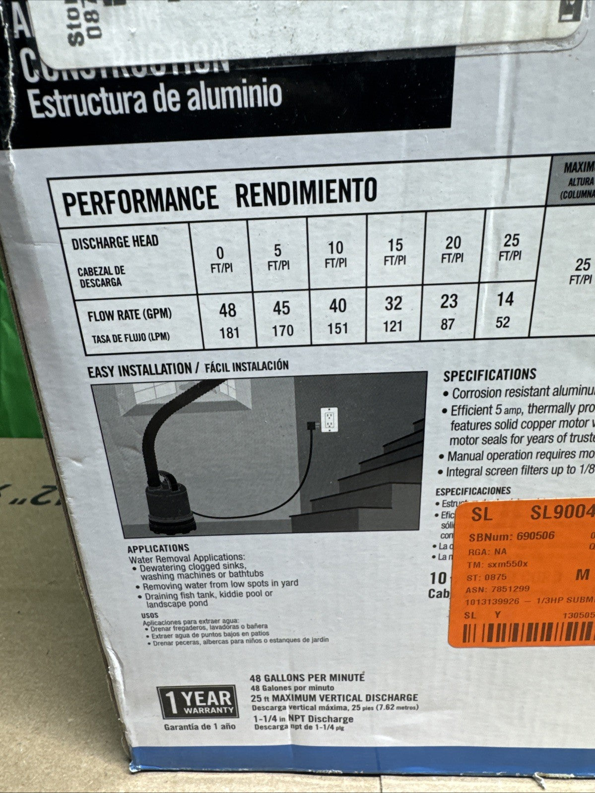 Everbilt 1/3 HP Submersible Aluminum Utility Pump