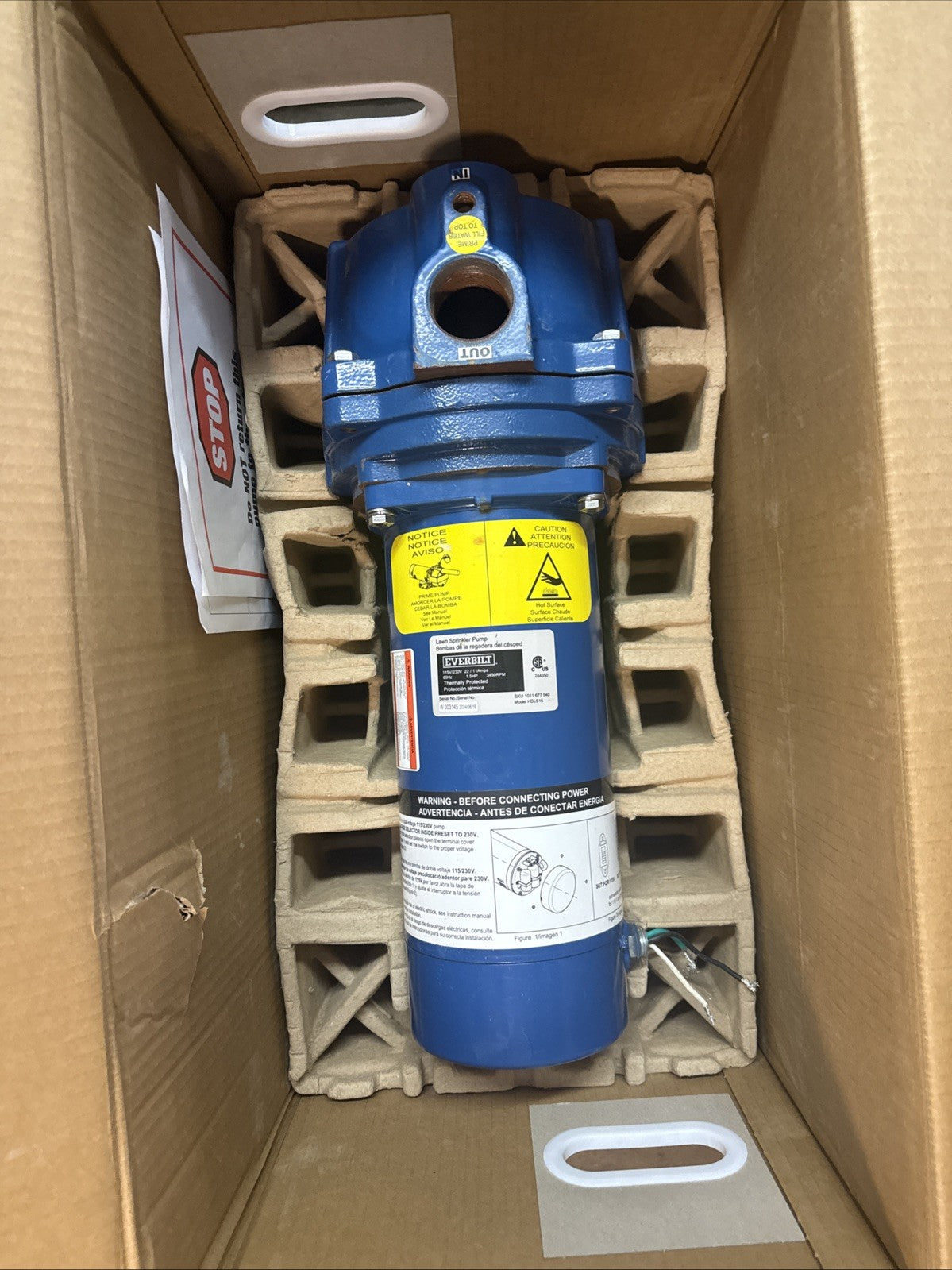 Everbilt 1-1/2 HP Cast Iron Lawn Irrigation Pump HDLS15 *Used Or For Parts*