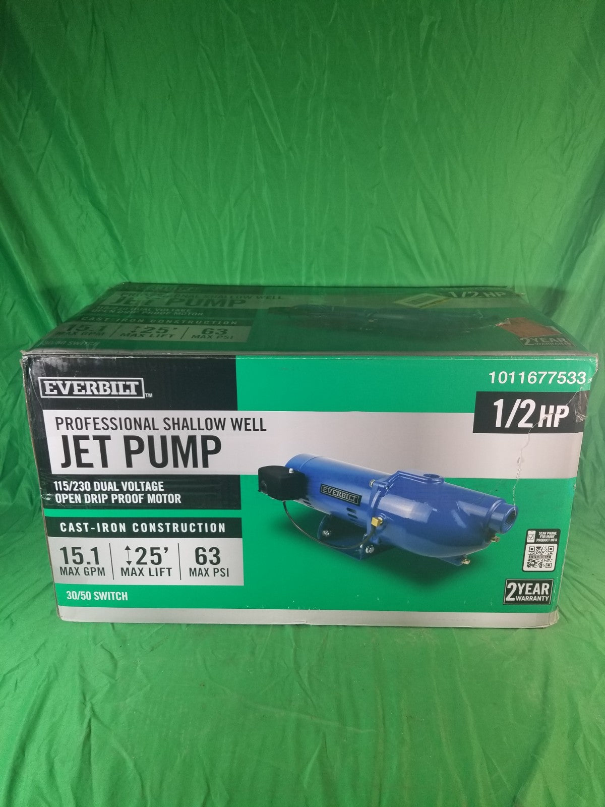 Everbilt Shallow Well Jet Pump Cast Iron 1/2HP HDSWJ5 Good Condition Tested*