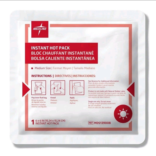 Case of 24 Medline Instant Hot Pack, 6 in. x 6 in.