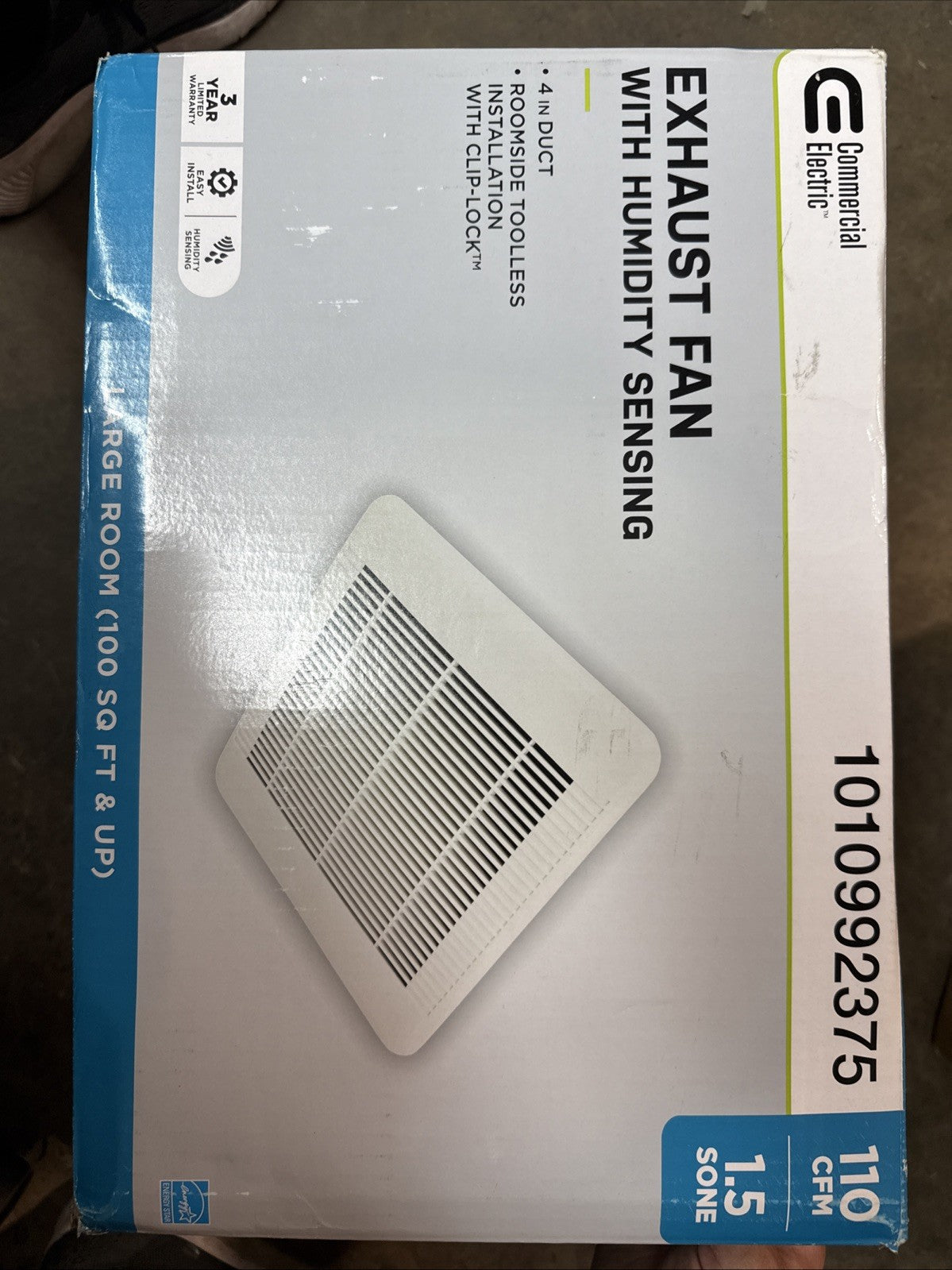 Commercial Electric 110 CFM 1.5 Sone Bathroom Exhaust Fan with Humidity Sensing