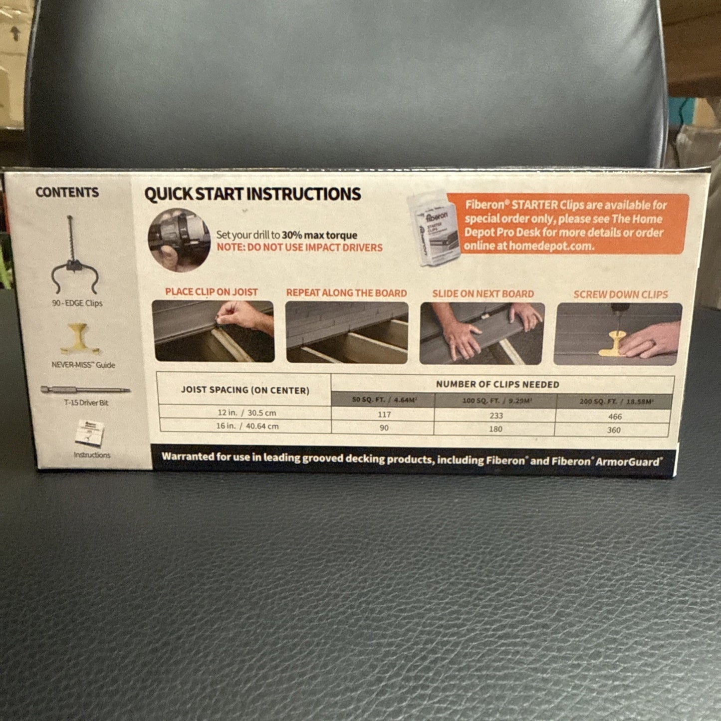 Fiberon ArmorGuard EDGE Hidden Deck Clip - 90-Count