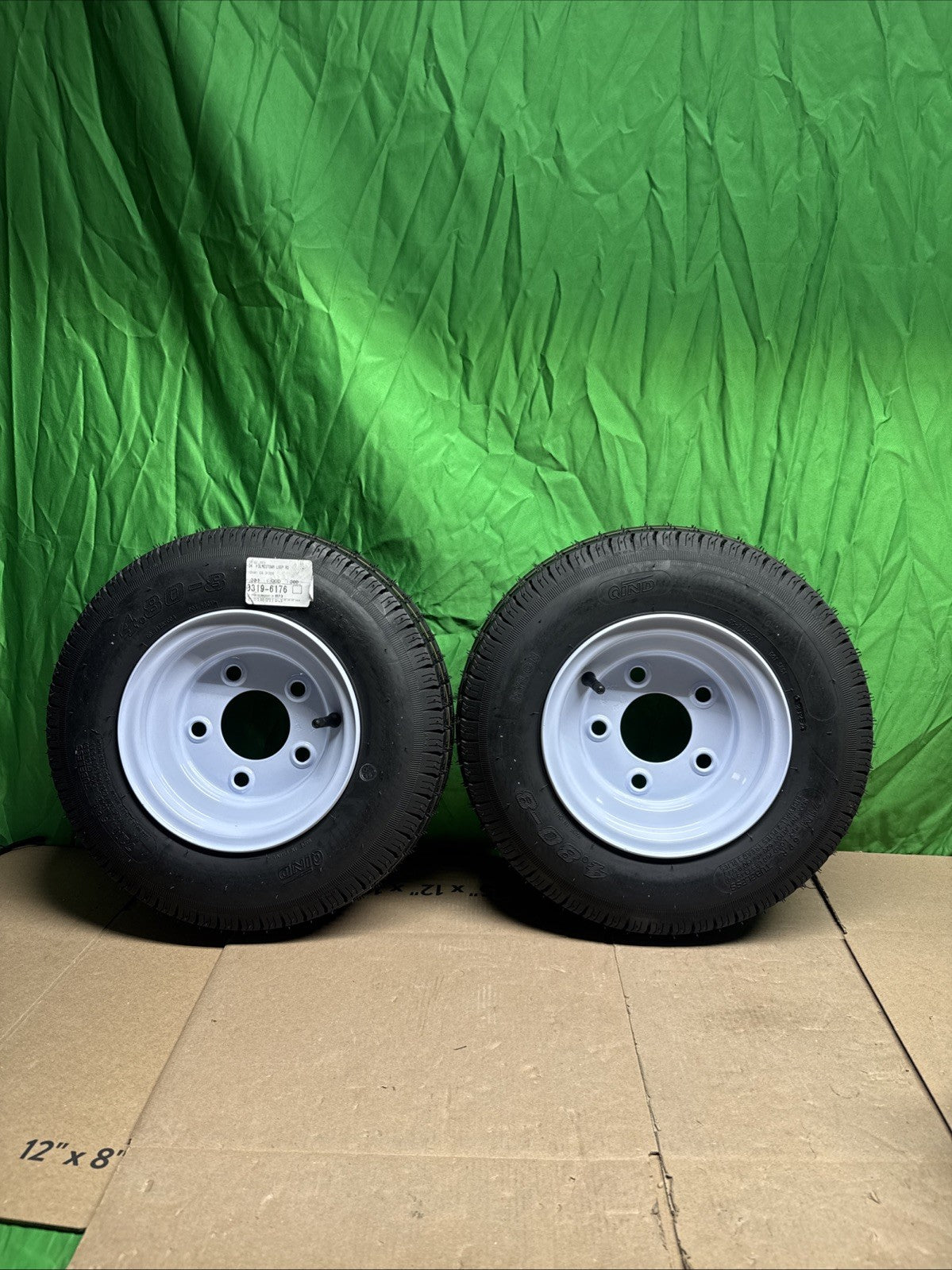 2 Pack 4.80-8 4.80x8 480-8 6PR Tires Trailer Tires with 8" Rims 5 Lug on 4.5"