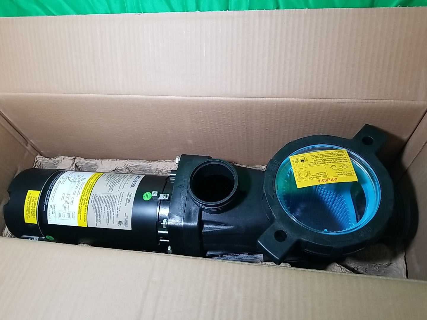 Everbilt Pool Pump Fan-Cooled Motor 1.5 HP 230V Has Unions.