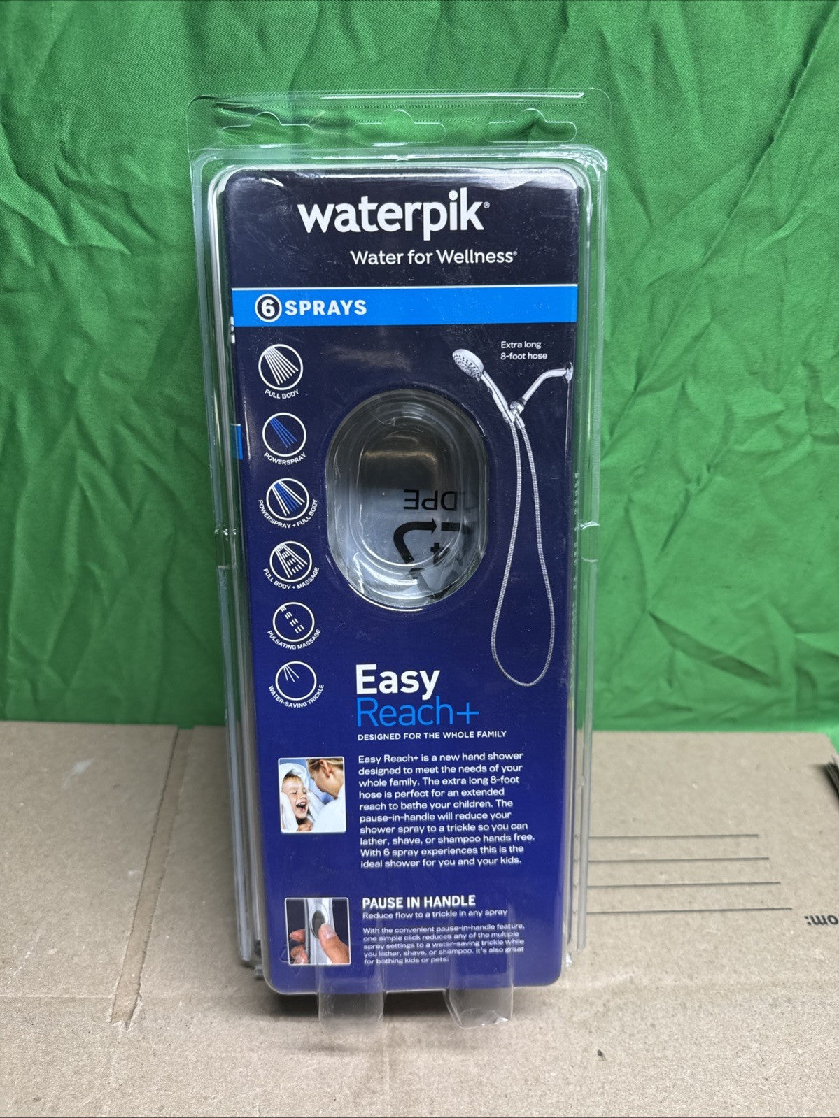 Waterpik 6-Spray 4.8 in. Wall Mount Handheld Adjustable Shower Head. Chrome, NEW
