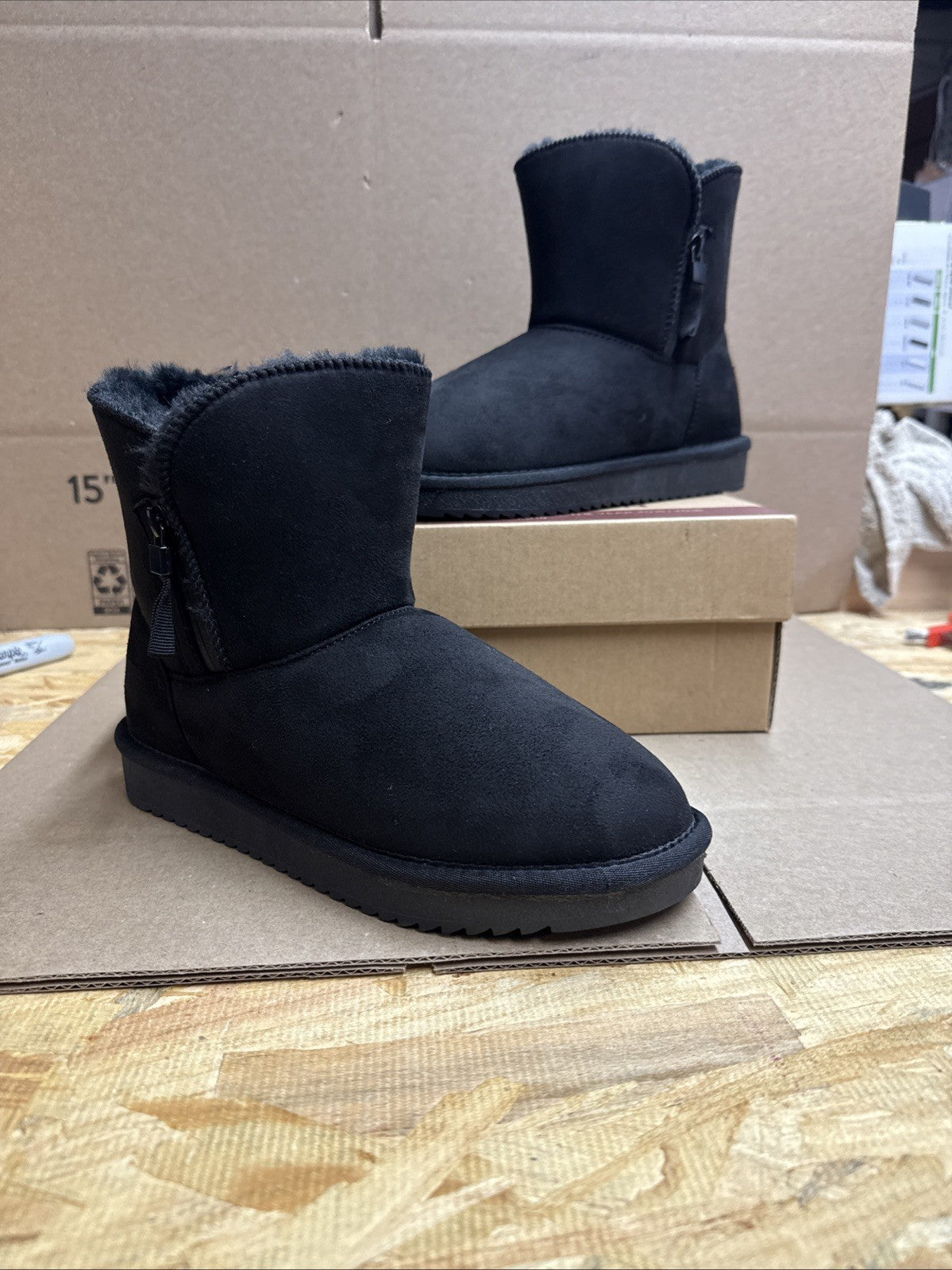 Camel crown Women’s 6 Snow Boot Warm Fur Winter Mid-calf Zipper Short Boot