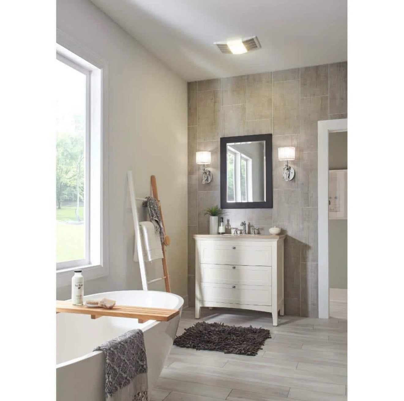 Bathroom Exhaust Fan with Heater + Light Bath Ceiling Ventilation Nutone 80CFM